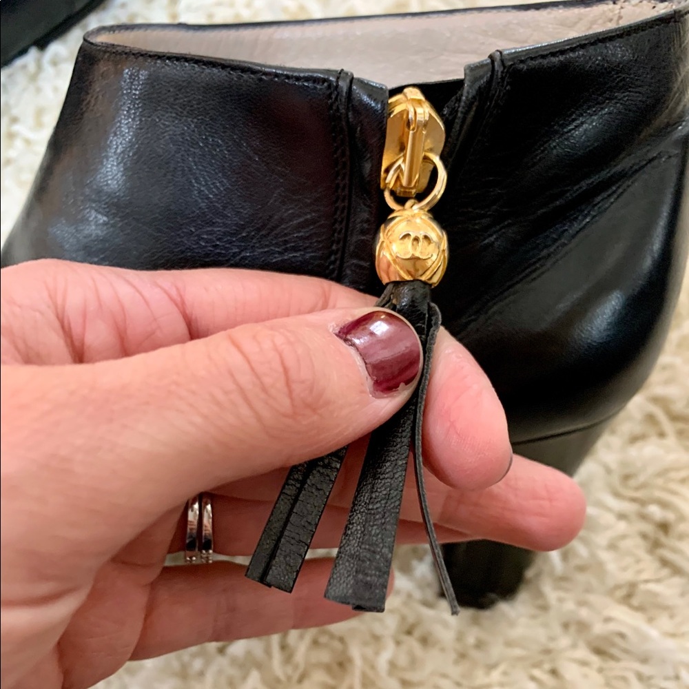 Black Vintage Chanel Tassel Booties - Picture 7 of 8